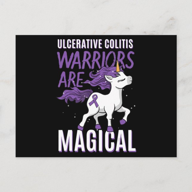 Ulcerative Colitis Awareness IBD Unicorn Purple Ri Postcard (Front)
