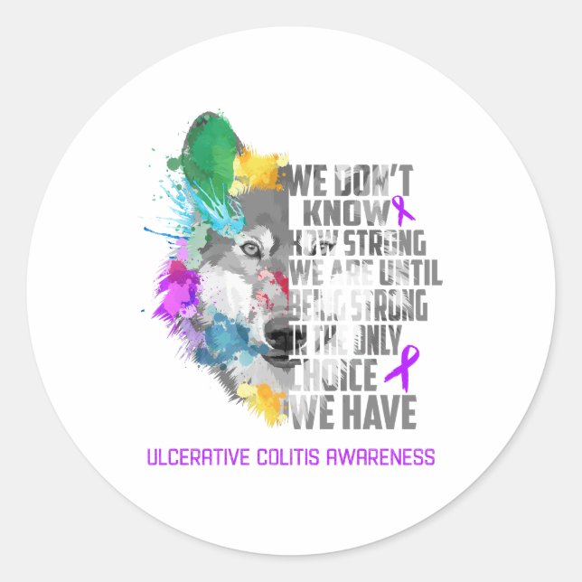 Ulcerative Colitis Awareness Ribbon Support Gifts Classic Round Sticker (Front)