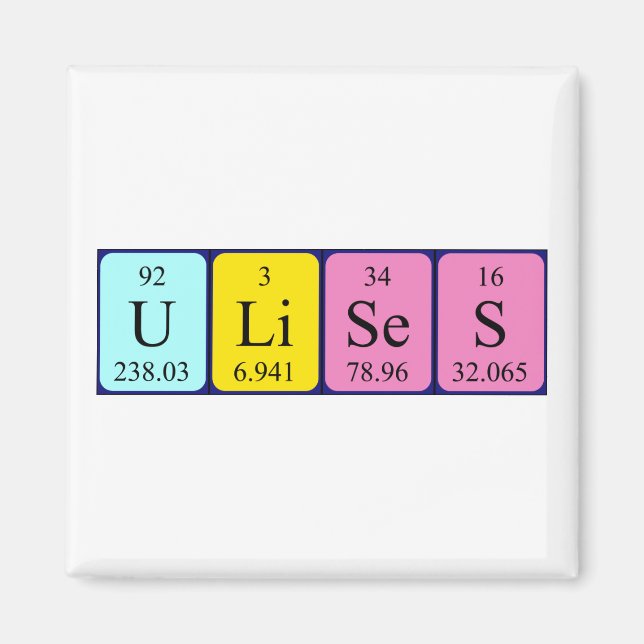 Ulises periodic table name magnet (Front)