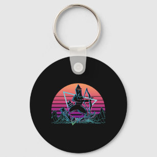 Ullr God Of Bow Hunting And Skiing Vaporwave Aesth Key Ring