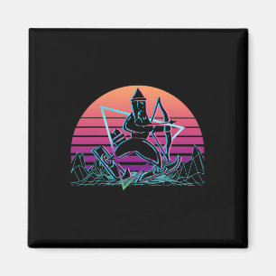 Ullr God Of Bow Hunting And Skiing Vaporwave Aesth Magnet