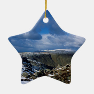 Ullscarf and Skiddaw Winter Holiday Card Poster Ph Ceramic Ornament