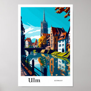 Ulm Germany Travel Vintage Illustration Poster