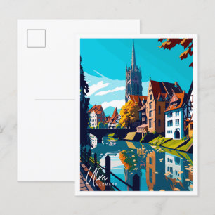 Ulm Germany vintage travel illustration Postcard