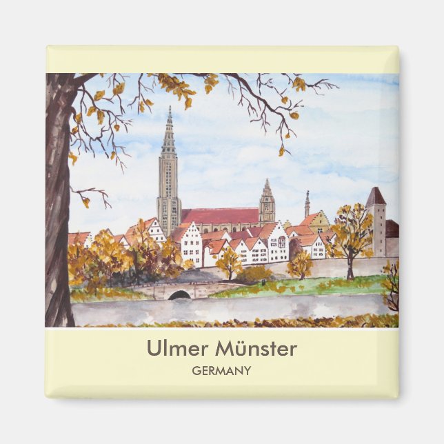 Ulm Minster Germany Painting by Farida Greenfield Magnet (Front)
