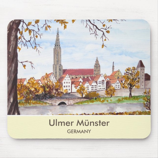 Ulm Minster Germany Painting by Farida Greenfield Mouse Pad (Front)