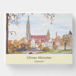 Ulm Minster Germany Painting by Farida Greenfield Wooden Box Sign