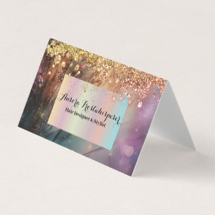 Ulrica Dark Rose Glitter Halo Folded Business Card