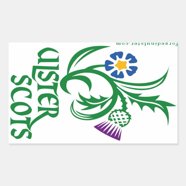 Ulster-Scots flax & thistle design Rectangular Sticker (Front)