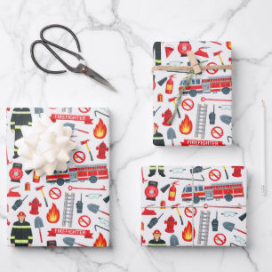 Ultimate Firefighter - Heroic Fire Rescue Theme Wrapping Paper Sheet