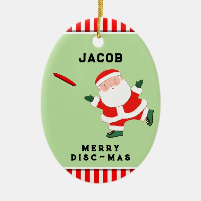 Ultimate Frisbee Christmas Ceramic Ornament (Front)