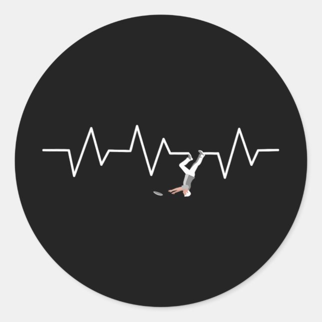 Ultimate Frisbee Heartbeat Funny Disc Golf Player  Classic Round Sticker (Front)