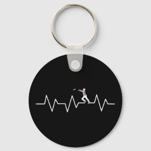 Ultimate Frisbee Heartbeat Funny Disc Golf Player Key Ring