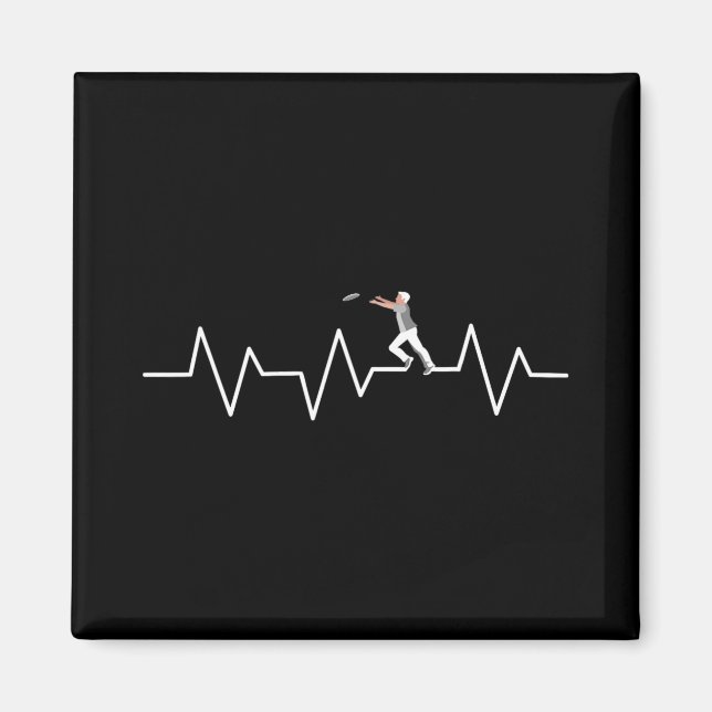 Ultimate Frisbee Heartbeat Funny Disc Golf Player  Magnet (Front)