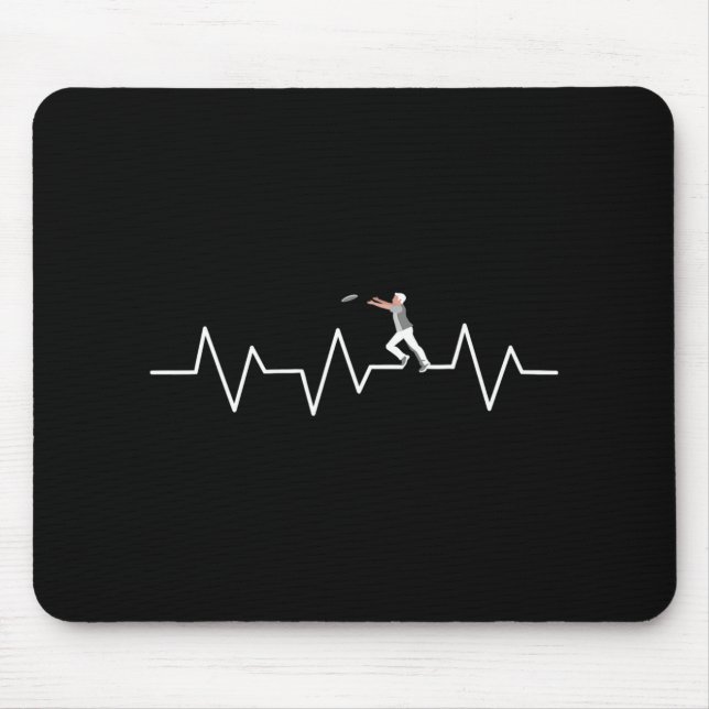 Ultimate Frisbee Heartbeat Funny Disc Golf Player  Mouse Pad (Front)