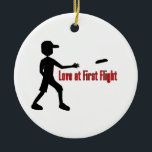 Ultimate Frisbee Love at First Flight Ceramic Ornament<br><div class="desc">A pun on the phrase "Love at first sight",  this design is a great way to show off your love for Ultimate Frisbee!</div>
