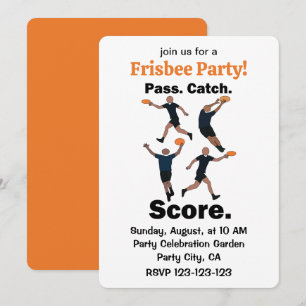 Ultimate Frisbee Pass Catch Score Frisbee Party Invitation