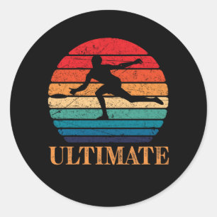 Ultimate Frisbee Retro Player Flying Disc Throwing Classic Round Sticker