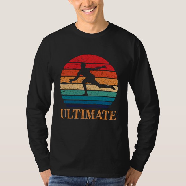 Ultimate Frisbee Retro Player Flying Disc Throwing T-Shirt (Front)