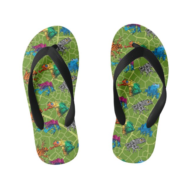 Ultimate Frog Guide - Six Raibow Frogs Kid's Thongs (Footbed)