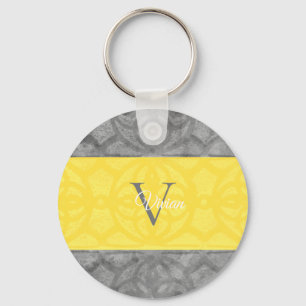 Ultimate Grey and illuminating Yellow Monogram Key Ring