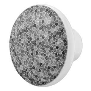 Ultimate Grey Cobbled Patchwork Terrazo Pattern Ceramic Knob