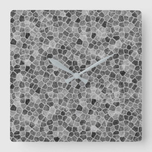 Ultimate Grey Cobbled Patchwork Terrazo Pattern Square Wall Clock