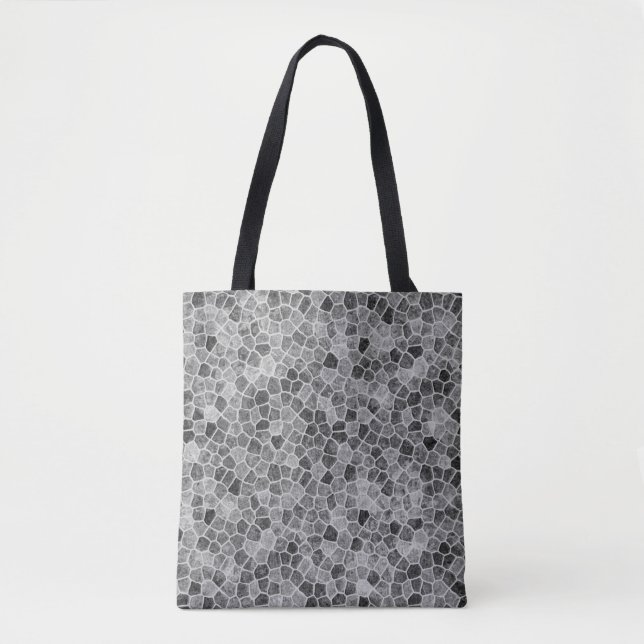 Ultimate Grey Cobbled Patchwork Terrazo Pattern Tote Bag (Front)