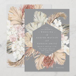 Ultimate Grey Pampas Grass Floral Tropical Jungle Invitation