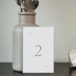 Ultimate Grey Simple Plain Modern Wedding Table Number
