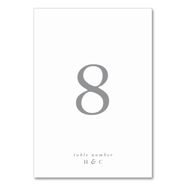 Ultimate Grey Simple Plain Modern Wedding Table Number (Front)