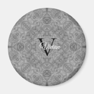 Ultimate Grey Watercolor Monogram Name Magnet