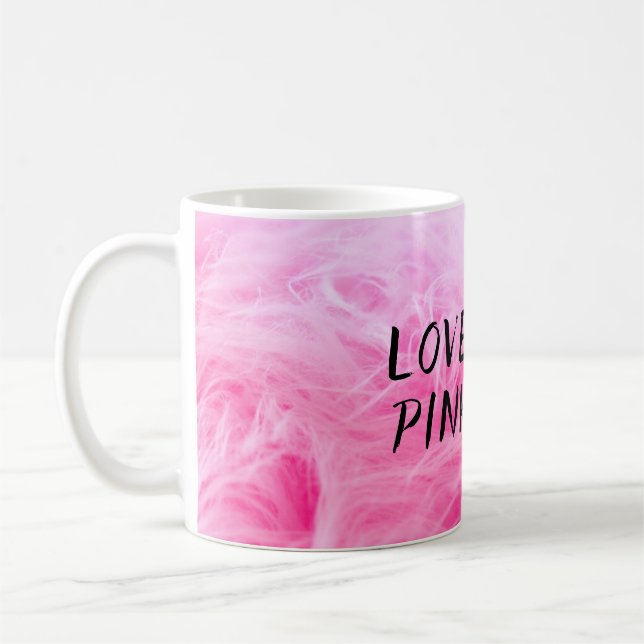 Ultimate Hot Pink Fuzzy Faux Fur Coffee Mug (Left)
