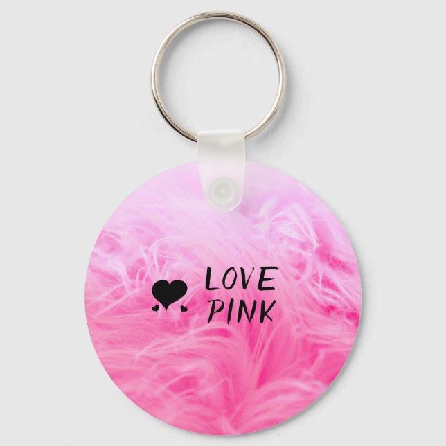 Ultimate Hot Pink Fuzzy Faux Fur Key Ring (Front)