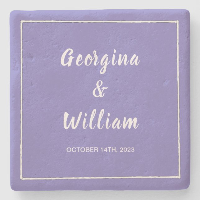 Ultimate Mauve Wedding Bride & Groom Elegant Stone Coaster (Front)
