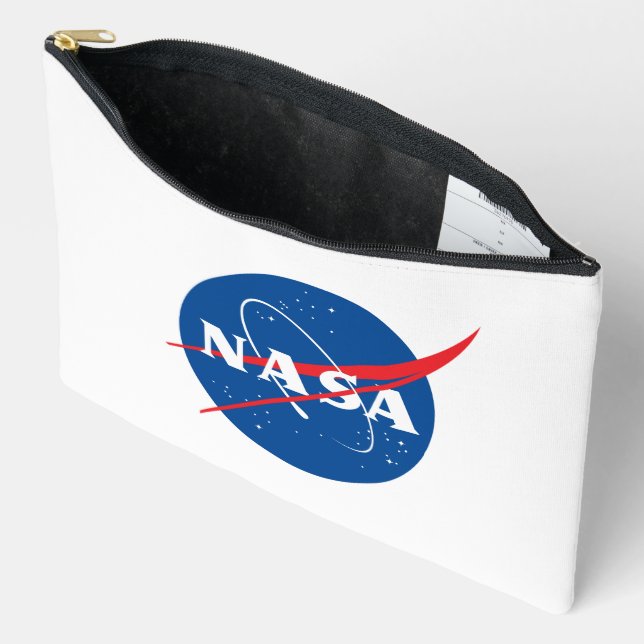 Ultimate NASA Logo Rocket White Accessory Pouch (Open)