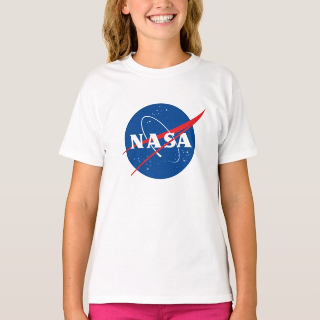 Ultimate NASA Logo Rocket White Cotton Girls’ T-Shirt (Front)