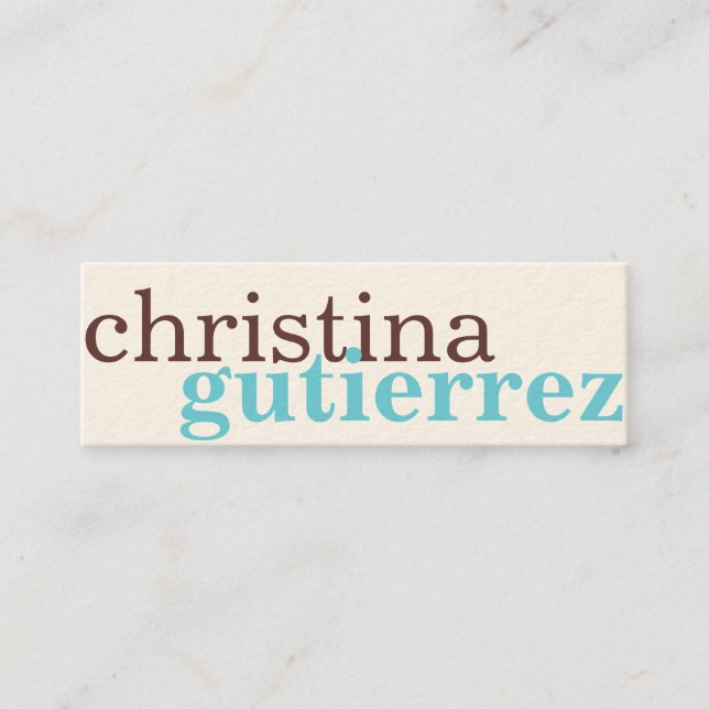 Ultimate network exchange blue ecru typography mini business card (Front)