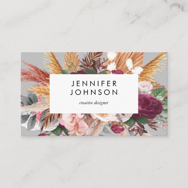 Ultimate Pampas Grass Floral Tropical chic modern Business Card (Front)