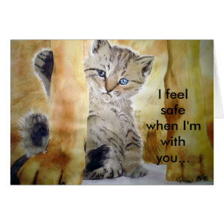 Ultimate Protection Cat Dog Card Fine Art Painting