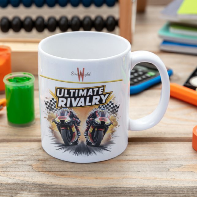 Ultimate Rivalry: MotoGP Clash Large Coffee Mug (Creator Uploaded)