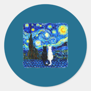 Ultimate Starry Night Van Cat Gogh Classic Round Sticker