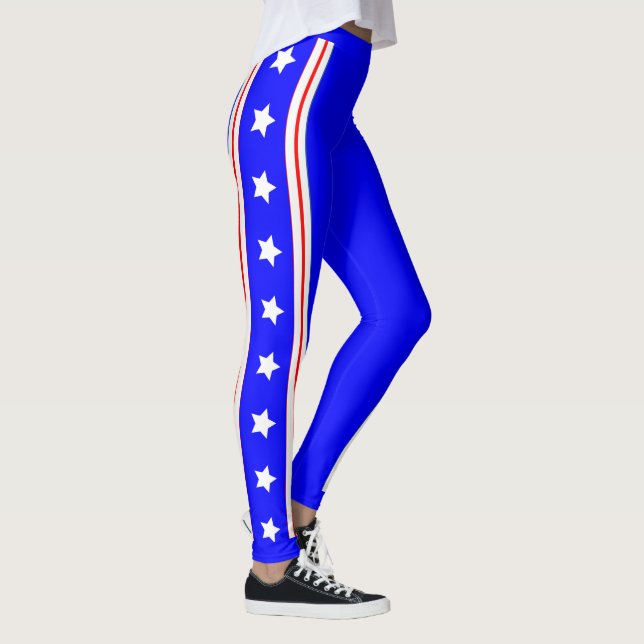 Ultimate USA Stars and Stripes Patriot Blue Leggings (Right)