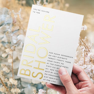 Ultra Black Modern Custom Name GOLD Bridal Shower