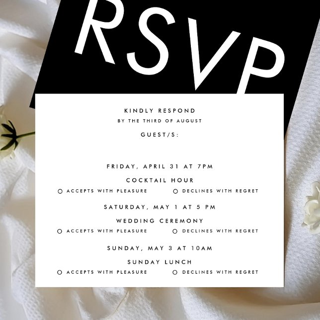 Ultra BOLD Modern multi-event Wedding RSVP Card (Creator Uploaded)