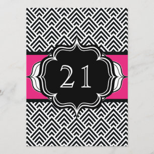 Ultra Chic 21st Birthday or Bachelorette Chevron Invitation