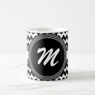 Ultra Chic Black and White ZigZag Chevron Monogram Coffee Mug