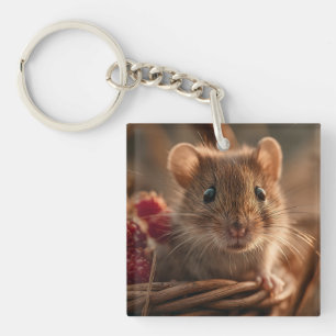 Ultra Close-up Portrait of an Adorable Wild Mouse Key Ring