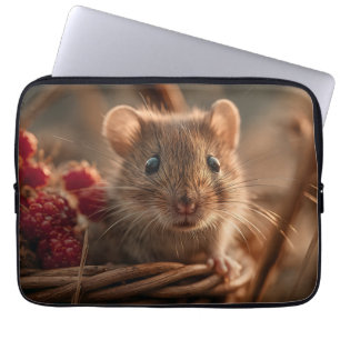 Ultra Close-up Portrait of an Adorable Wild Mouse Laptop Sleeve