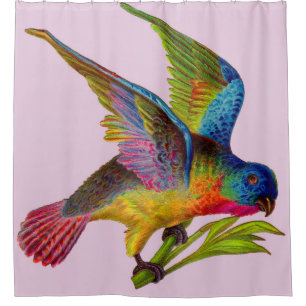 ultra colourful Victorian bird print Shower Curtain